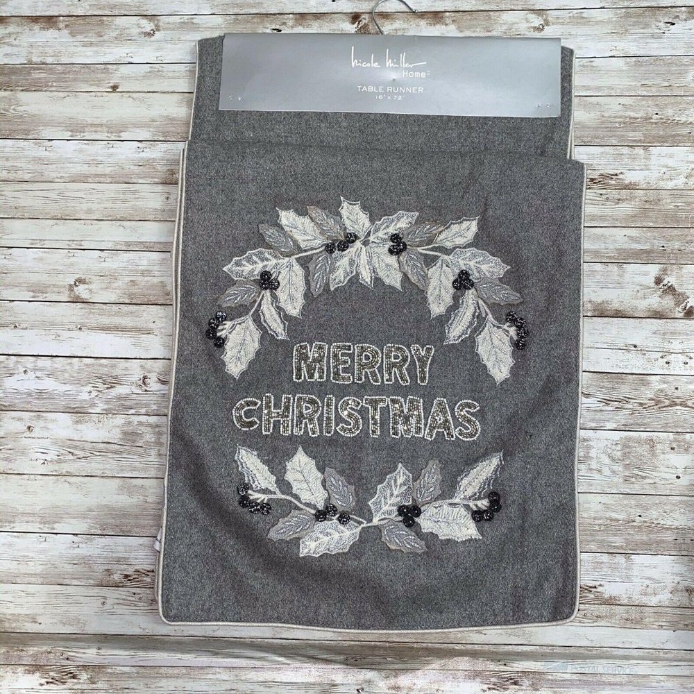 Nicole Miller MERRY CHRISTMAS BEADED TABLE…